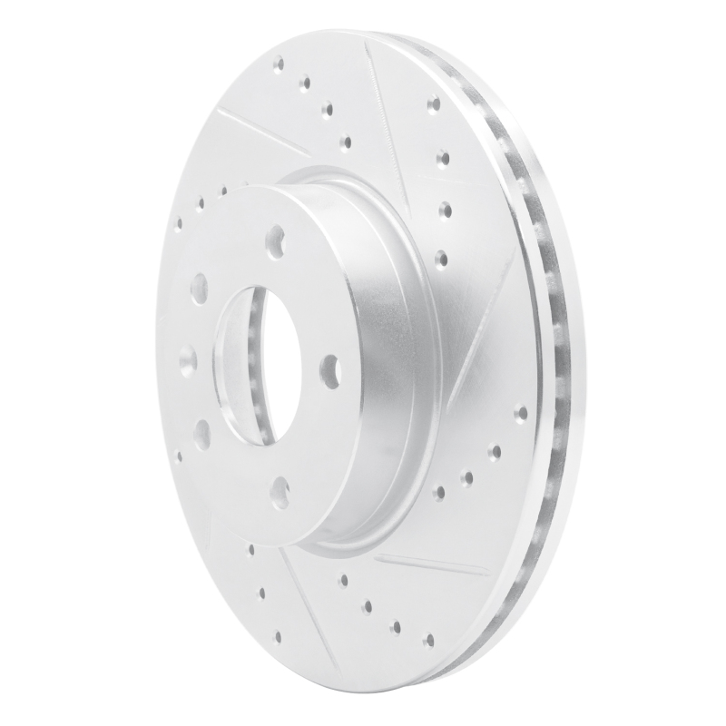 Cadillac ATS Brake Rotor (1) - Front Right - R1 Concepts - Drilled & Slotted - Silver - `13-`25